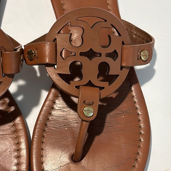 Tory Burch Brown Miller Sandals Iconic Design - Picture 3 of 11